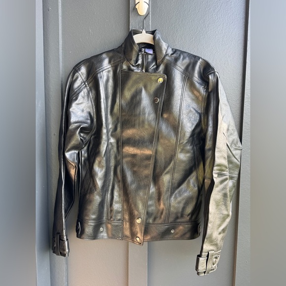 H&M Divided Oversized Biker Black Leather Jacket - Picture 5 of 15